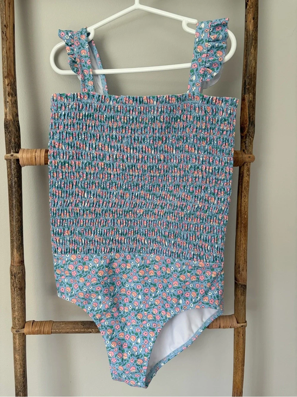 Minnow/Crewcuts Blue Floral Smocked One-Piece Swimsuit